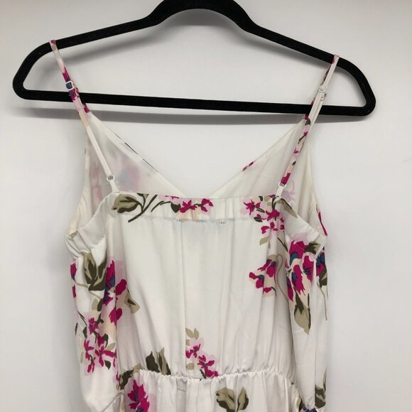 Dynamite White & Fuschia Floral Surplice neck Waist Tie Jumpsuit size S - Picture 8 of 14